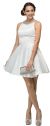 Jeweled Collar Scoop Neck Short Homecoming Party Dress in Off White